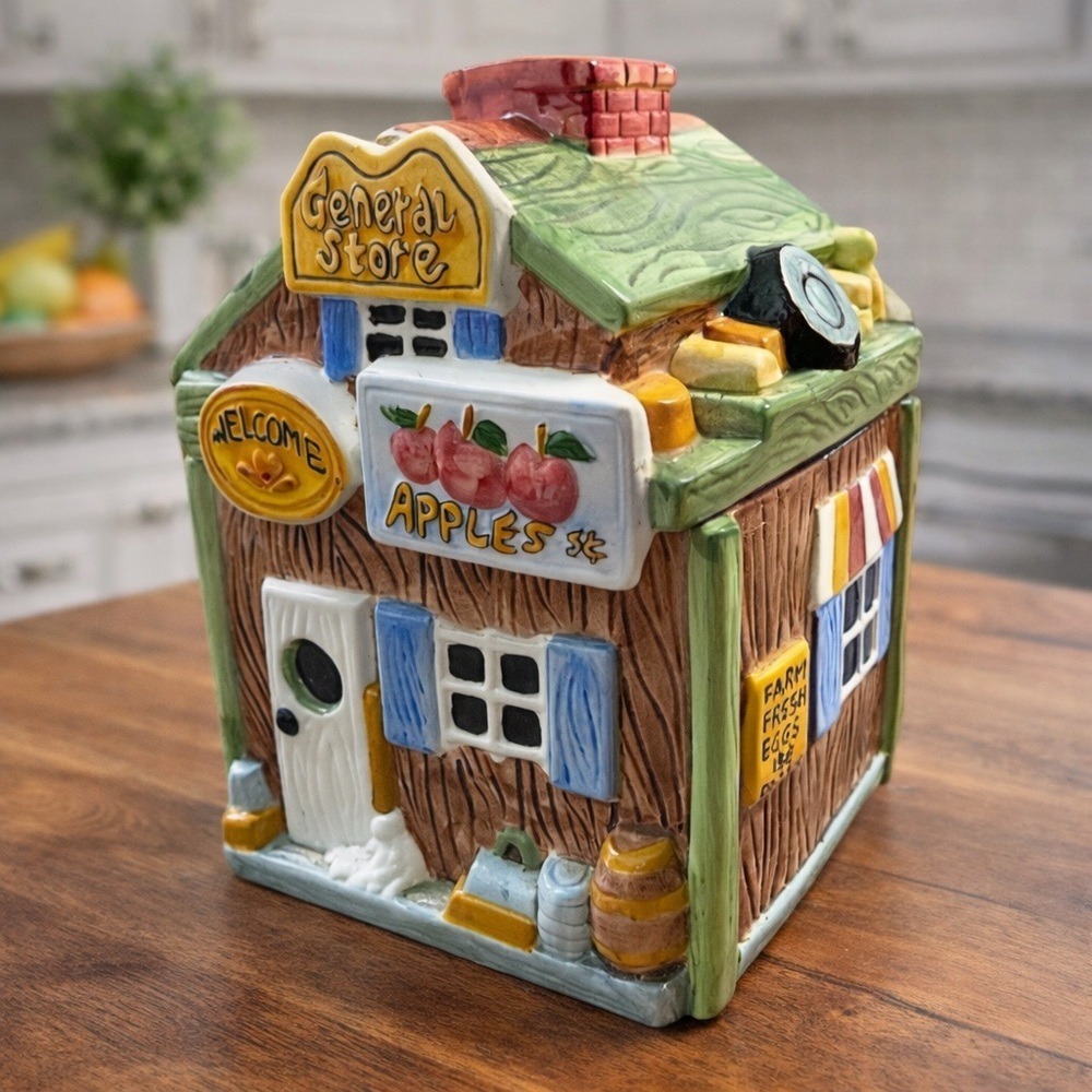 Vintage General Store Ceramic Cookie Jar Stamped CKPO